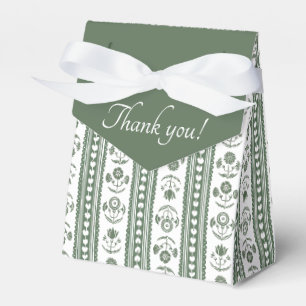Caja Para Regalos Impresión Botánica en Verde Oscuro y Blanco