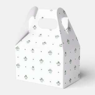 Caja Para Regalos Impresión Botánica en Verde Oscuro y Blanco