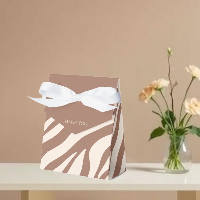 Caja Para Regalos Impresión cebra-mousse Mocha (Zebra Print-Mocha Mousse Favor Boxes)