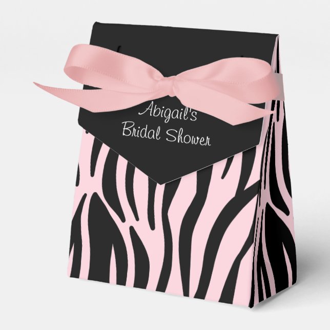 Caja Para Regalos Impresión de cebra negra y rosa con ducha de novia (Front Side)