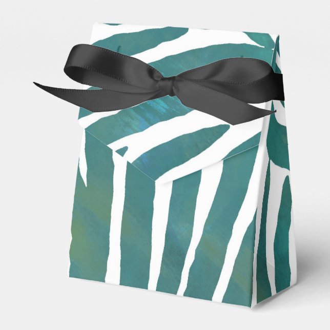 Caja Para Regalos Impresión de cebra verde azulada (Front Side)