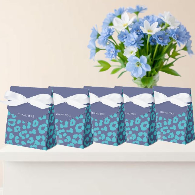 Caja Para Regalos Impresión de leopardo azul (Blue Leopard Print- Favor Boxes )