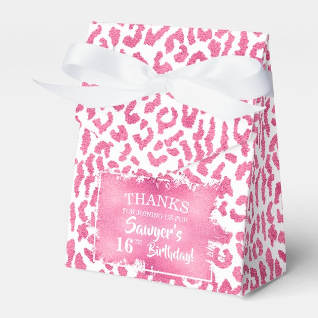 Caja Para Regalos Impresión de leopardo blanco rosado de moda (Front Side)