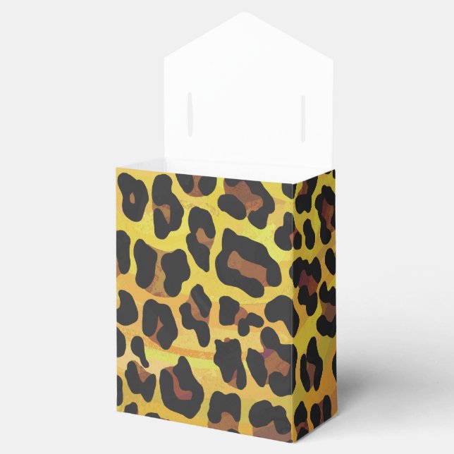 Caja Para Regalos Impresión de leopardo marrón y amarillo (Abierto)