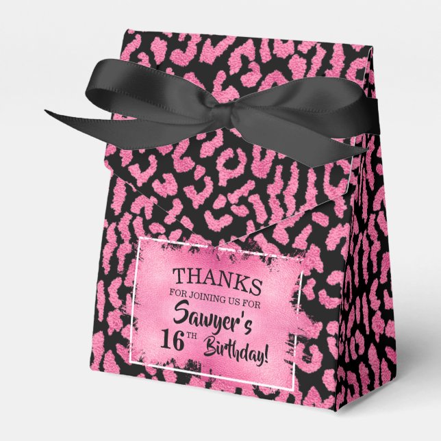 Caja Para Regalos Impresión de leopardo negro rosado de moda (Front Side)