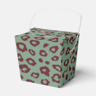 Caja Para Regalos Impresión de Leopardo Rojo Verde