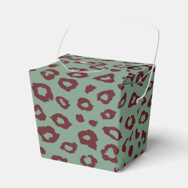 Caja Para Regalos Impresión de Leopardo Rojo Verde (Front Side)
