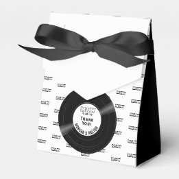 Caja Para Regalos Impresión de monograma Elegante Vinyl Record Blanc
