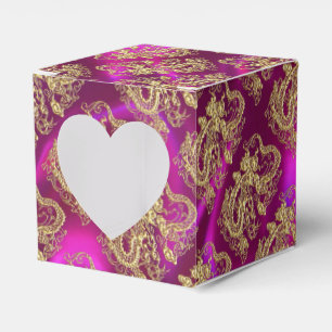 Caja Para Regalos Impresión de satén magenta de dragón de oro Grabad