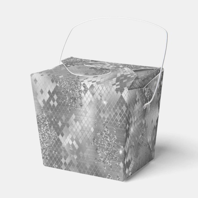 Caja Para Regalos Impresión de serpiente Purpurina Glitzy plateado (Front Side)