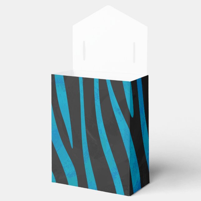 Caja Para Regalos Impresión en negro y azul de cebra (Abierto)