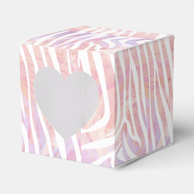 Caja Para Regalos Impresión en rosa y blanco cebra (Anverso)