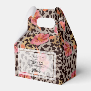 Caja Para Regalos Impresión floral de leopardo rosa femenino