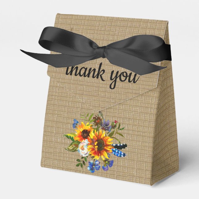Caja Para Regalos Impresión Rústica Burlap del País del Girasol (Front Side)
