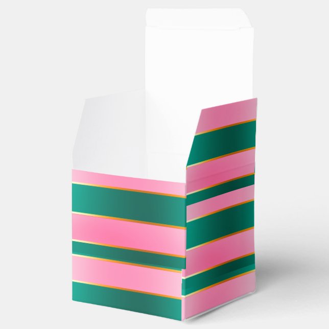 Caja Para Regalos Impresionantes rayas modernas rosas y verdes (Abierto)