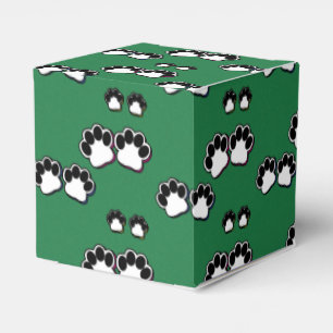 Caja Para Regalos Impresiones de la pata en verde