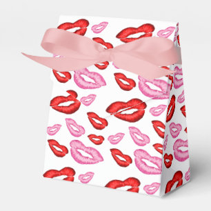 Caja Para Regalos Impresiones de lápiz labial rosa y rojo