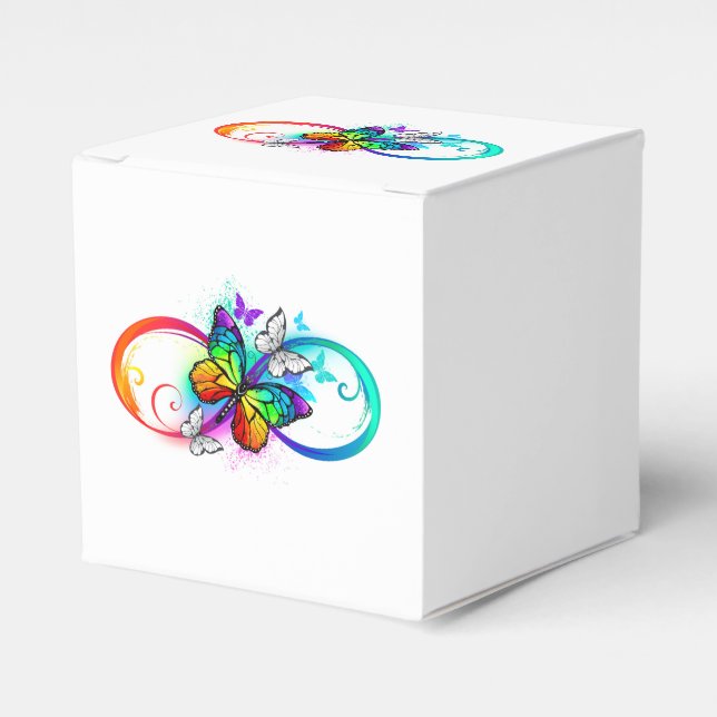 Caja Para Regalos Infinidad brillante con la mariposa arcoiris (Costado Anverso)