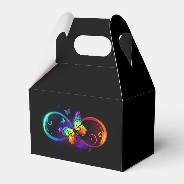 Caja Para Regalos Infinidad vibrante con mariposa arco iris sobre ne (Front Side)