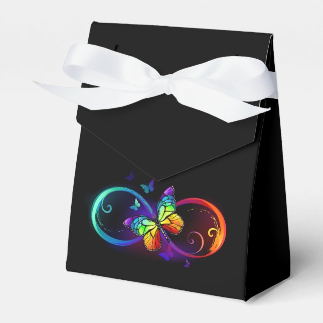 Caja Para Regalos Infinidad vibrante con mariposa arco iris sobre ne (Front Side)
