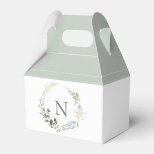 Caja Para Regalos Inicial de monograma Verde Salvia