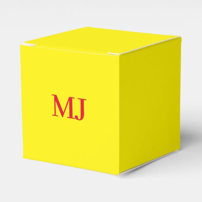 Caja Para Regalos Iniciales de monograma rojo amarillo simple y senc (Costado Anverso)