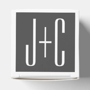 Caja Para Regalos Iniciales de parejas modernas   Gris y blanco