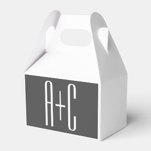 Caja Para Regalos Iniciales de parejas modernas Gris y blanco