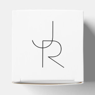 Caja Para Regalos Iniciales de superposición   Negro Sobre Blanco