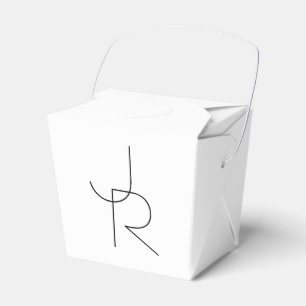 Caja Para Regalos Iniciales de superposición Negro Sobre Blanco