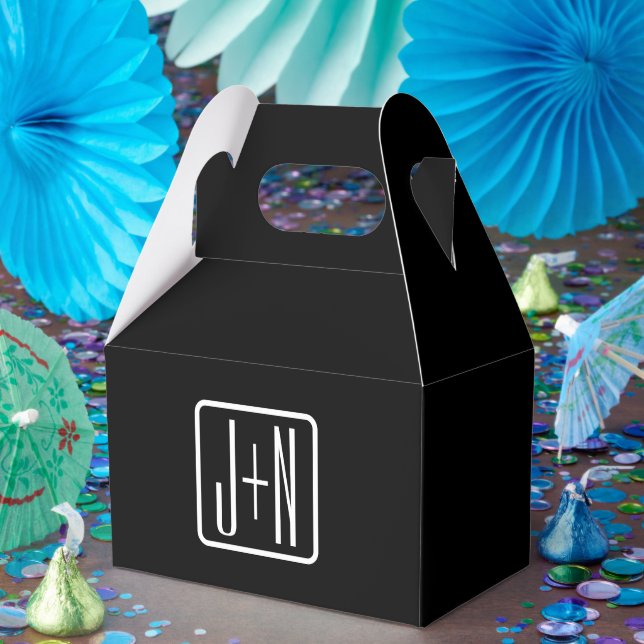 Caja Para Regalos Iniciales monogramadas modernas | Blanco y negro (Fiesta)