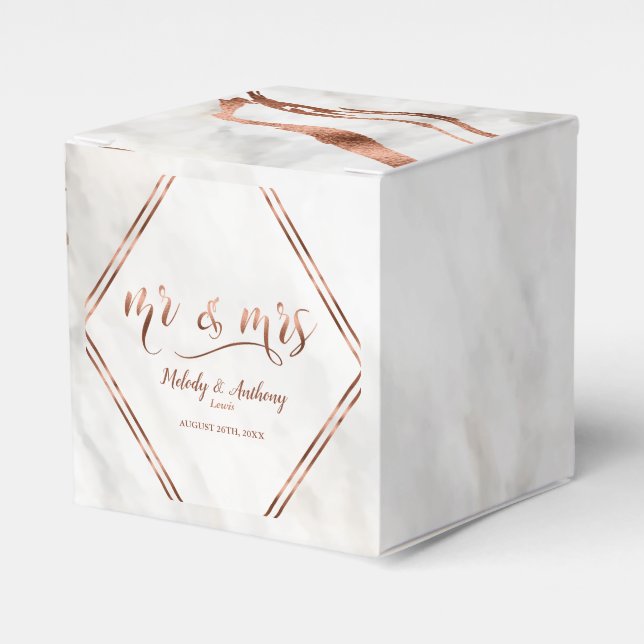 Caja Para Regalos Inspiración moderna de Boda de cobre y mármol ital (Costado Anverso)