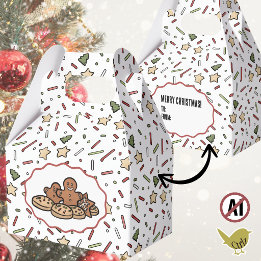 Caja Para Regalos Intercambio de Galletas de Navidad Purpurina Festi