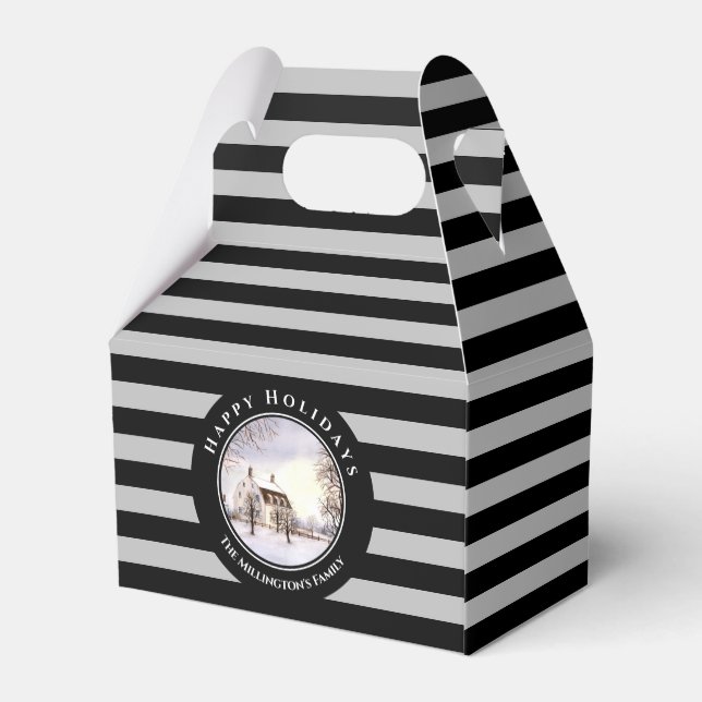 Caja Para Regalos Invierno en Nueva Inglaterra Navidades Círculo Gri (Reverso)