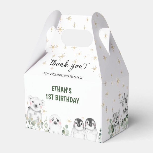 Caja Para Regalos Invierno Maravilloso Ártico Polar Animales Cumplea (Front Side)