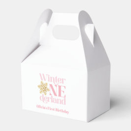 Caja Para Regalos Invierno Onederland Copo de Nieve Rosa Cumpleaños