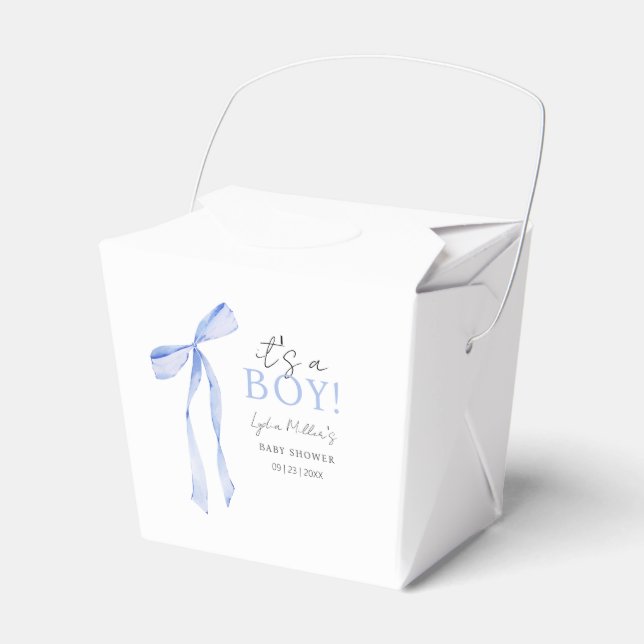 Caja Para Regalos Invitación a Baby Shower de Blue Bow, Boy Baby Sho (Front Side)