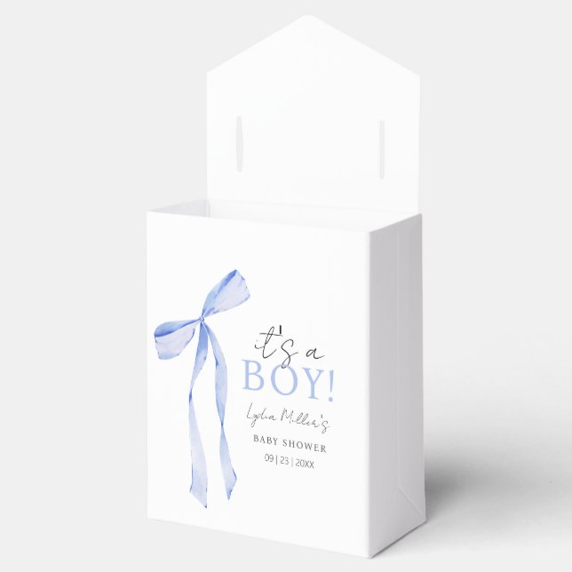 Caja Para Regalos Invitación a Baby Shower de Blue Bow, Boy Baby Sho (Abierto)