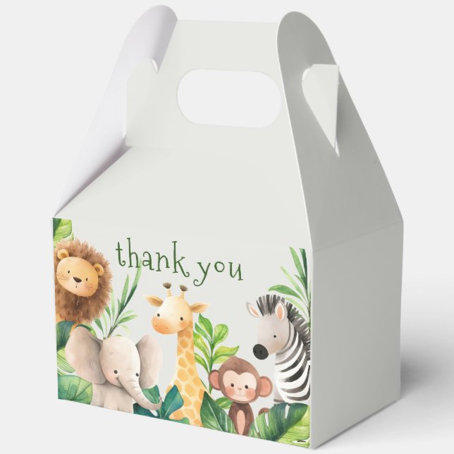 Caja Para Regalos Invitación a la ducha de bebé con acuarela animal  (Anverso)