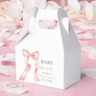 Caja Para Regalos Invitación de Baby Shower con Lazo Rosa, Rosa Coqu
