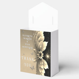 Caja Para Regalos Invitación de Boda Floral Dorado Metálico Moderno