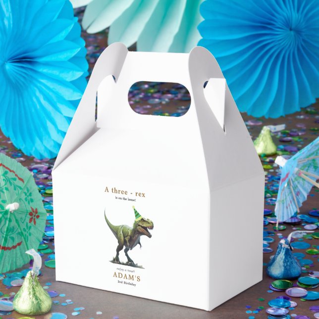 Caja Para Regalos Invitación de cumpleaños de dinosaurio, tres cumpl (Fiesta)