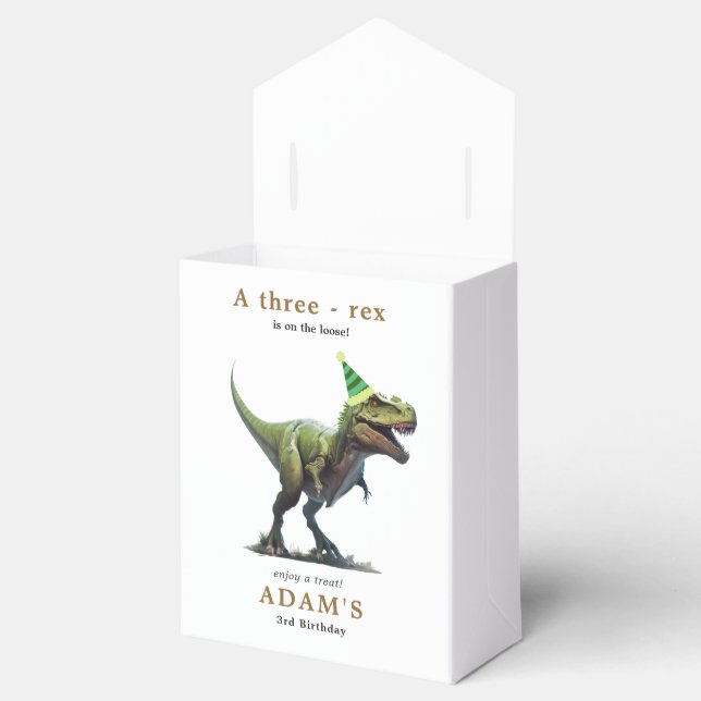Caja Para Regalos Invitación de cumpleaños de dinosaurio, tres cumpl (Abierto)