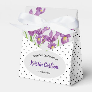Caja Para Regalos Irritos morados de color de agua con polkadot blan