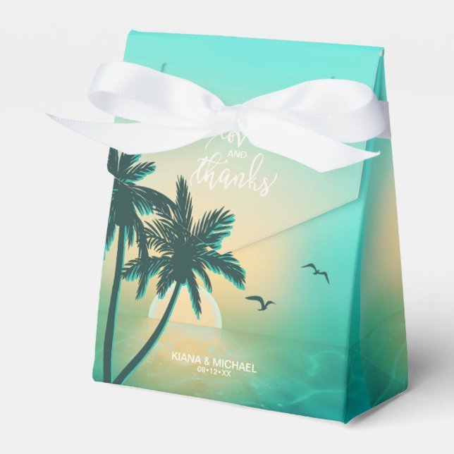 Caja Para Regalos Isla Tropical Sunrise Amor y Gracias ID581 Verde a (Front Side)