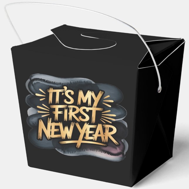 Caja Para Regalos It’s My First New Year in Black and Gold  (Reverso)