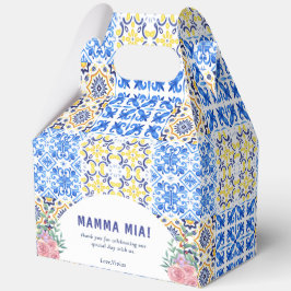 Caja Para Regalos Italiano Blue Tile Mamma Mia Baby Shower