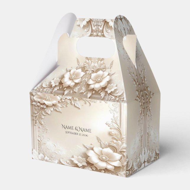 Caja Para Regalos Ivory Flowers Favor Box (Front Side)