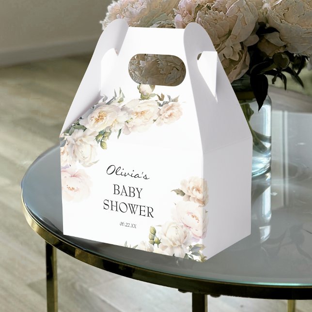 Caja Para Regalos Ivory Peony Floral Neutral Favor (Subido por el creador)