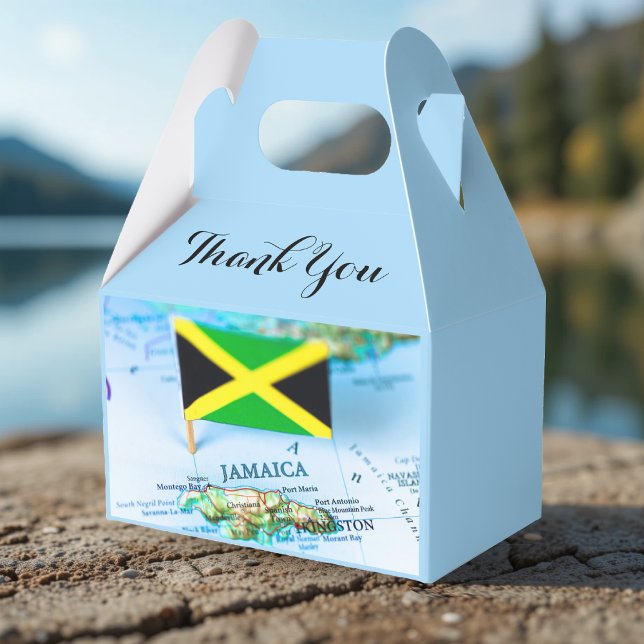 Caja Para Regalos Jamaica Flag Island Mapa de Jamaica Blue Gracias (Jamaican Flag Island Jamaica Map Blue Thank You Favor Boxes
)